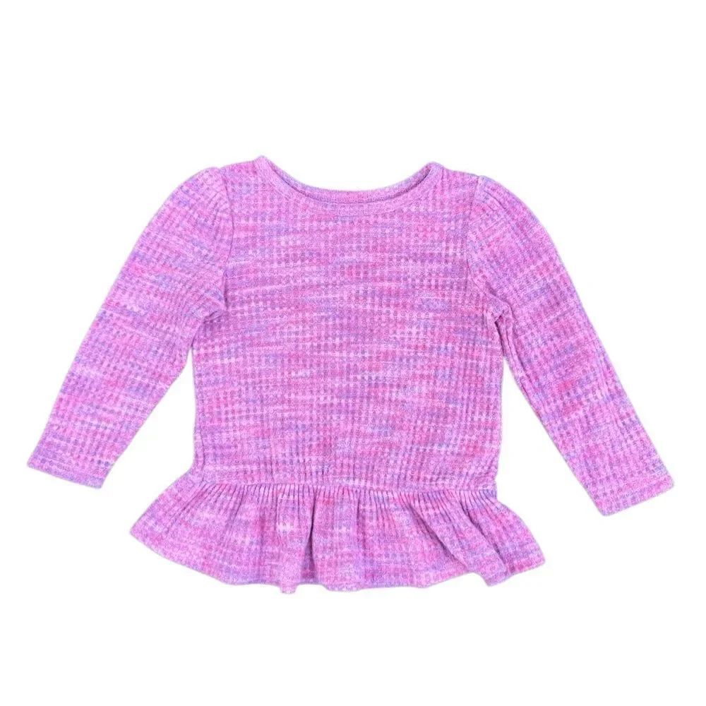 Cat & Jack Girls Waffle Knit Top in Heathered Pink Size 2T